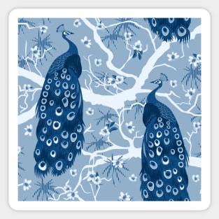 Peacocks in classic blue - Pantone color of the year 2020 Sticker